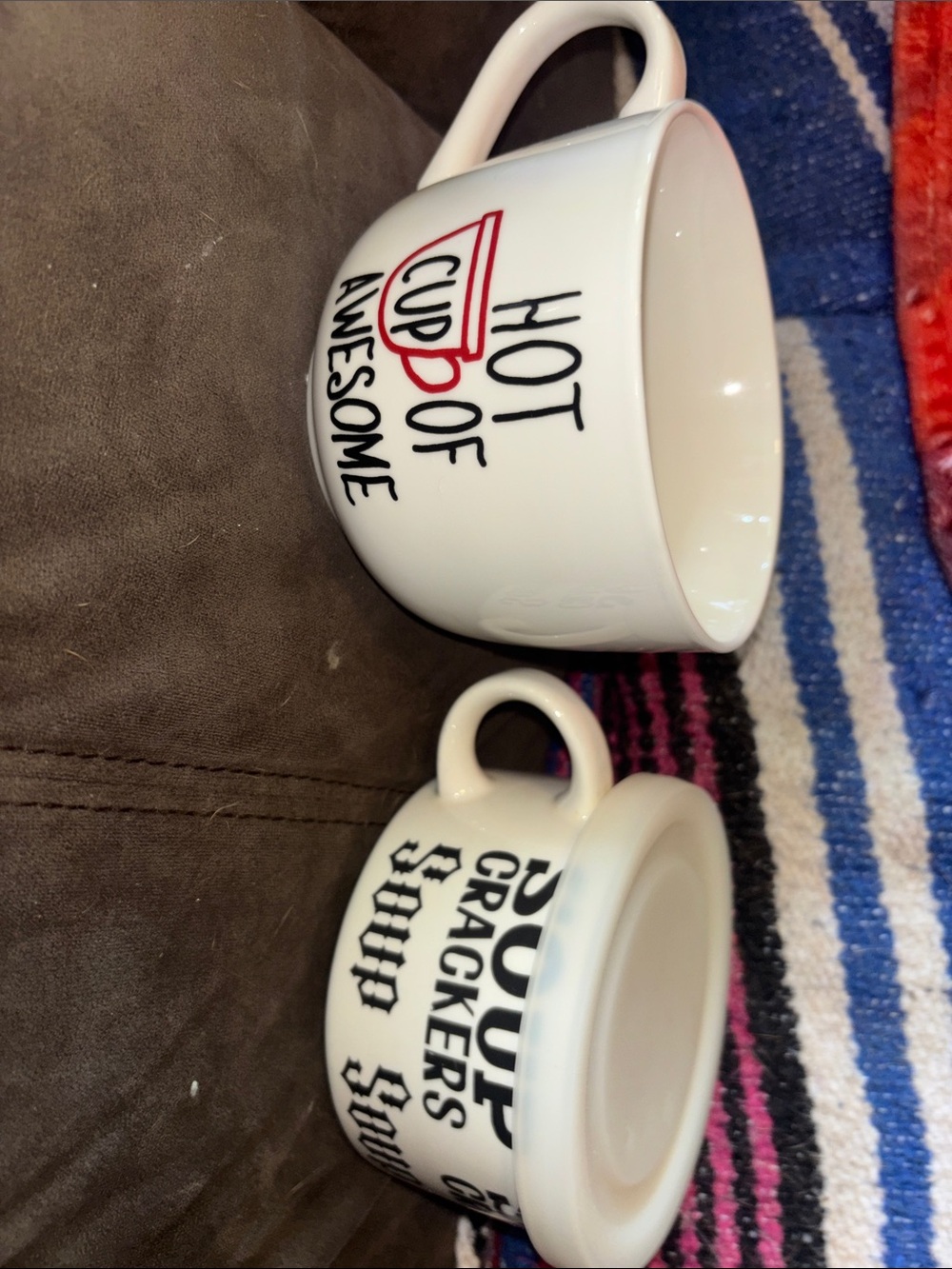 Pfaltzgraff White Mug with Black Script and Red Accent